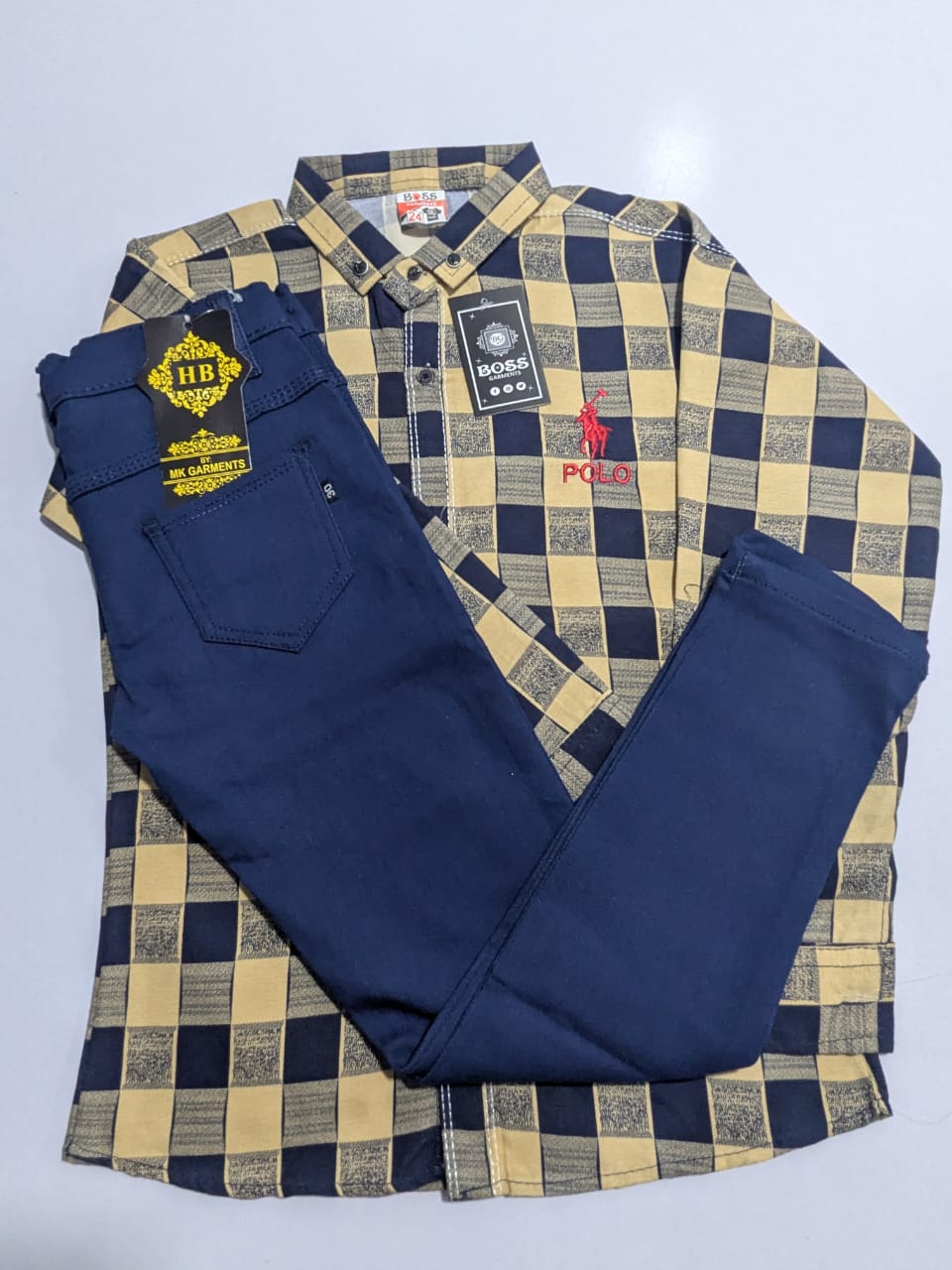 Blue Pant and Yellow-Blue Check Shirt