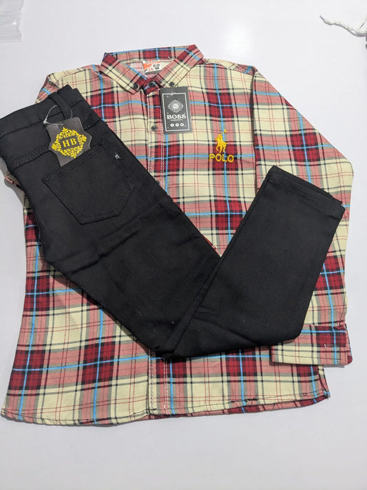 Black Pant and Red-Skin Check Shirt
