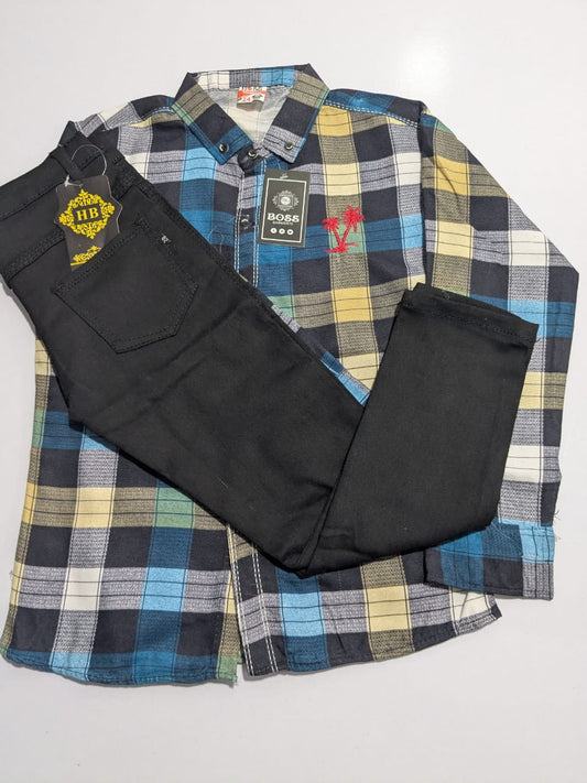 Black Pant and Colorful Check Shirt