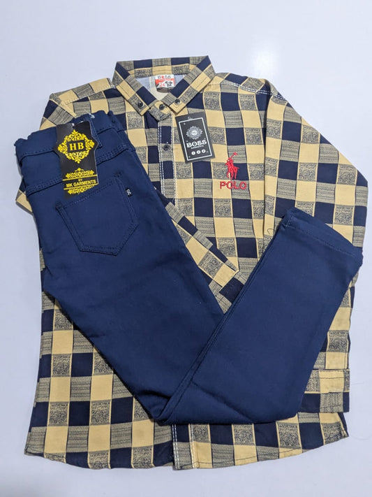 Blue Pant and Yellow-Blue Check Shirt