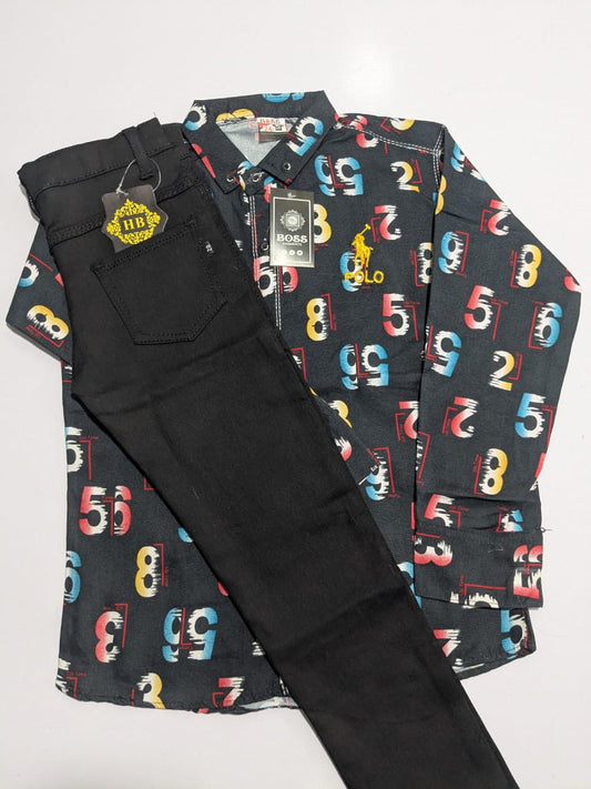 Black Pant and Colorful Numbering Shirt